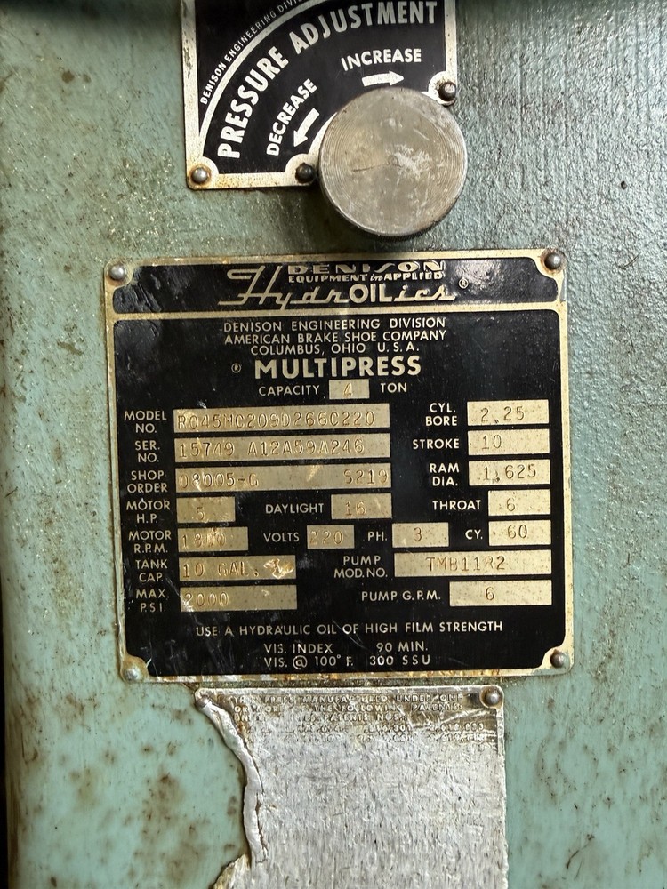 Denison Multipress Hydraulic 4 Ton Rotary Table