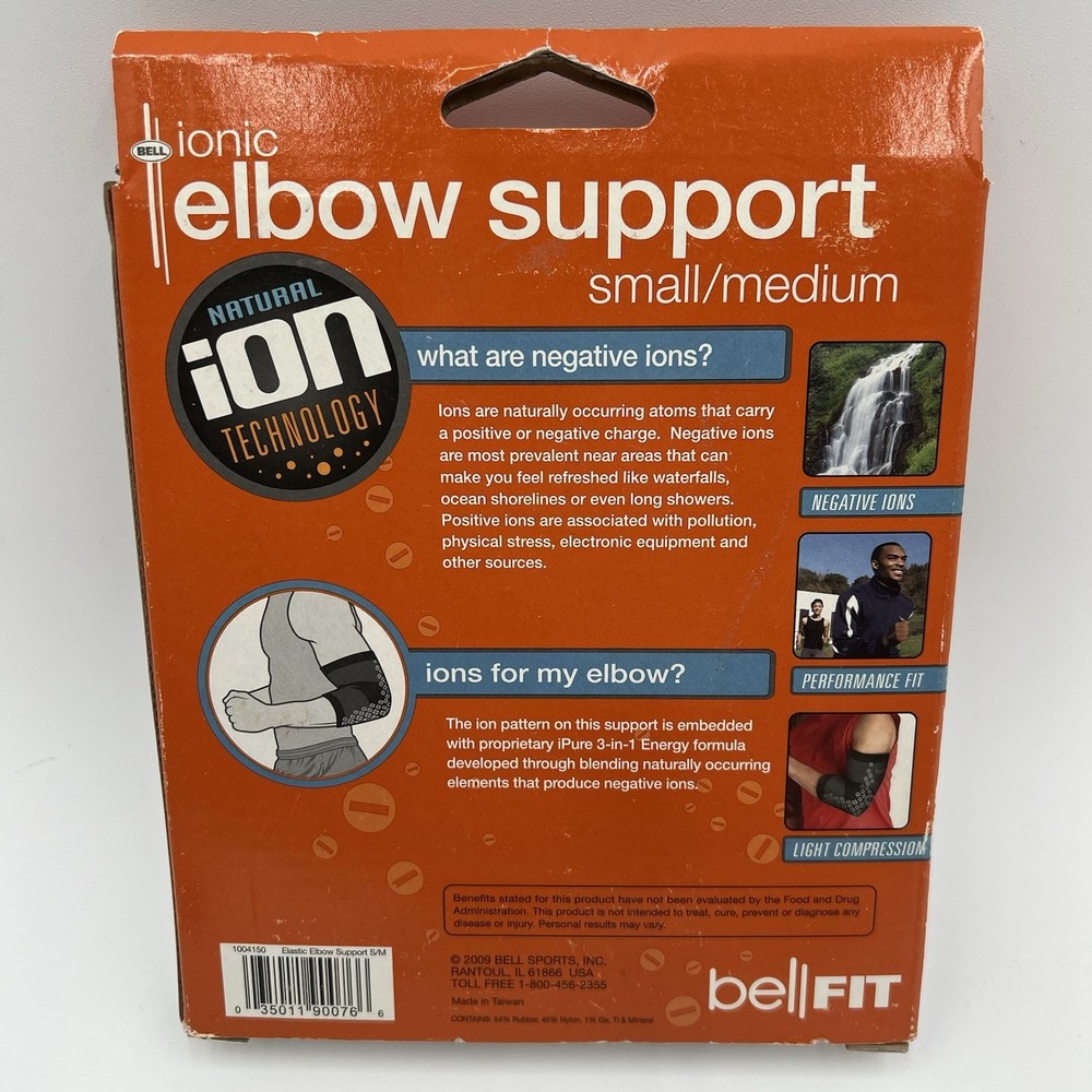 2 Bell Ionic Elbow Support Negative Ions Performance Fit and Fits Small-Medium