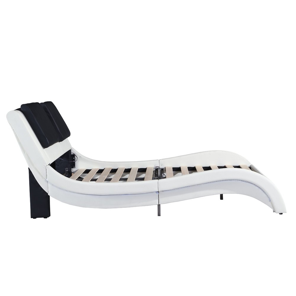 Queen Faux Leather Platform Bed Frame - LED Lighting