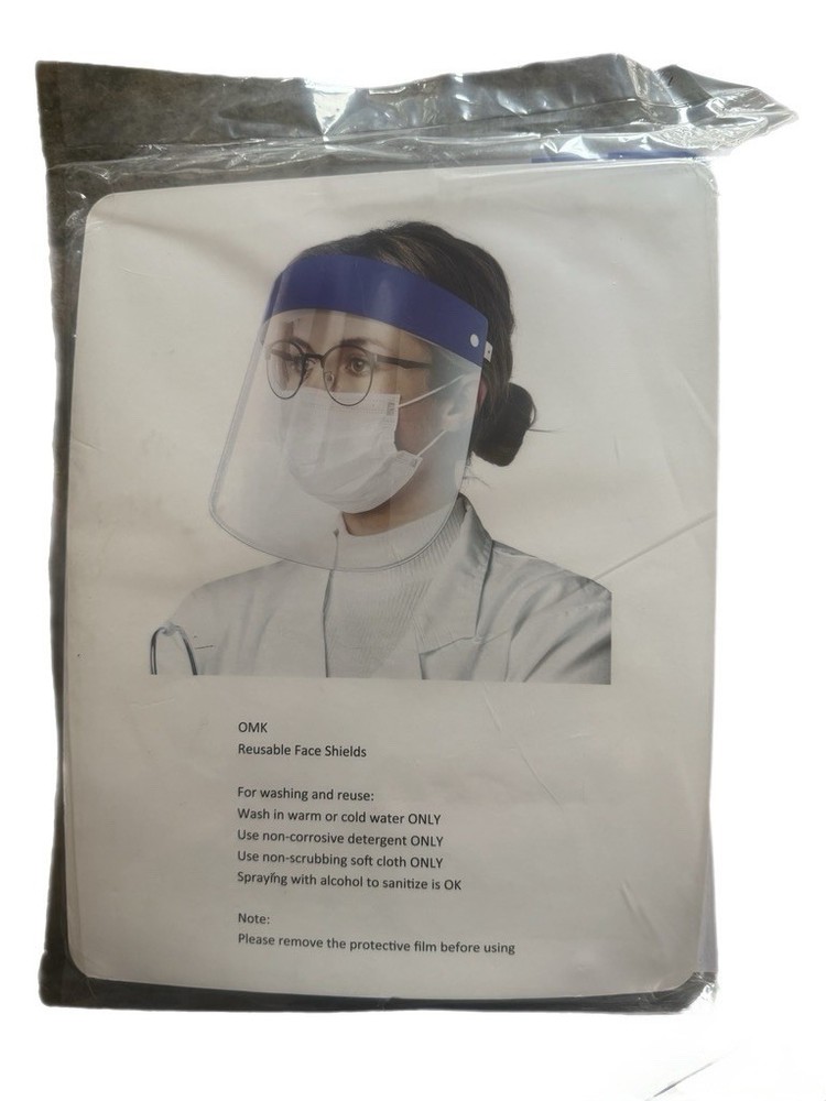 Reusable Face Shield Washable Isolation Protective Clear Mask (contains 2)