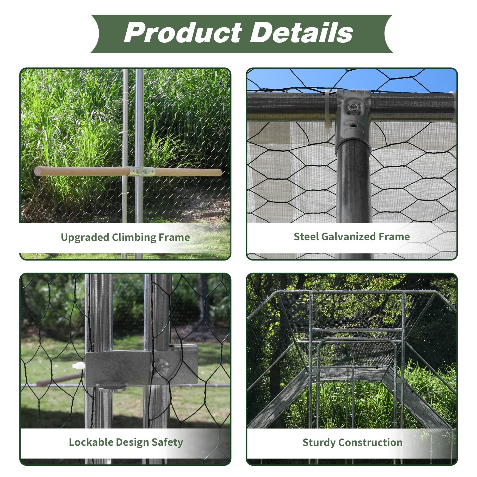 Walnest 20ft x 10ft x 6.5ft Large Metal Walk-in Chicken Coop Run Cage Hen House