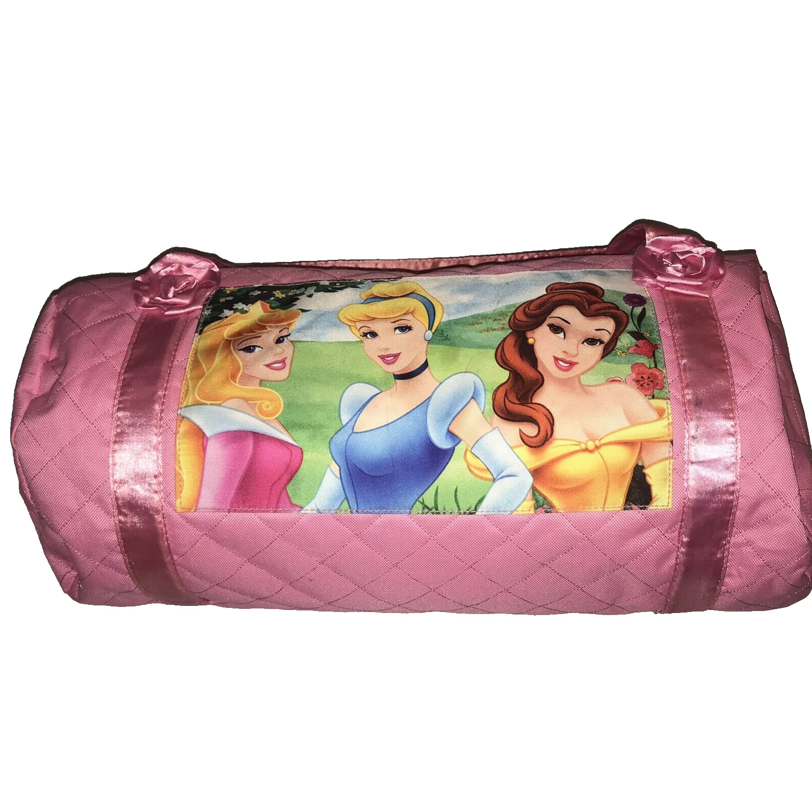 Disney Princess Aurora, Belle & Cinderella Kids Pink Duffle Bag And Sleeping Bag