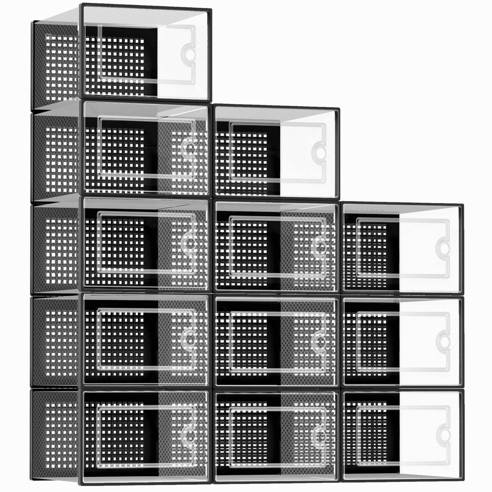 X-Large Shoe Storage Boxes Organizers Clear Plastic Stackable 12 Pack, Shoe R...