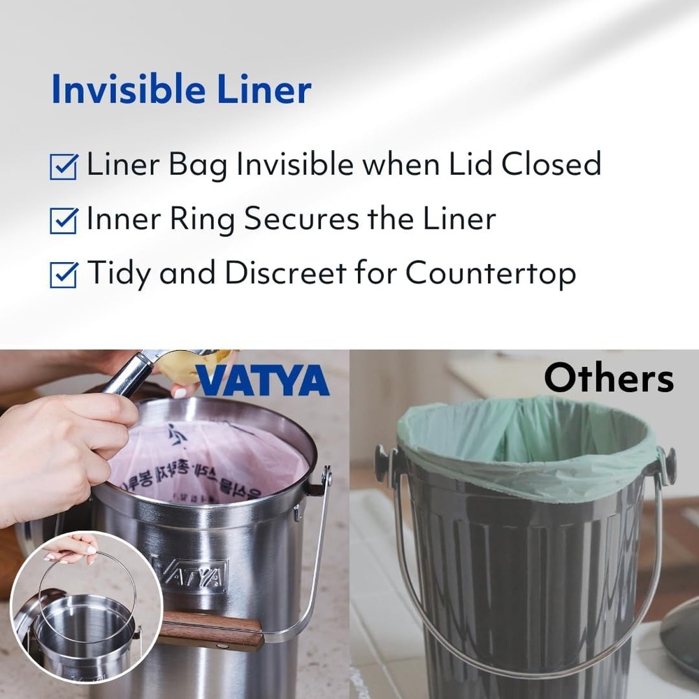Stainless Steel Kitchen Compost Bin NO Filter Countertop Composter Composting