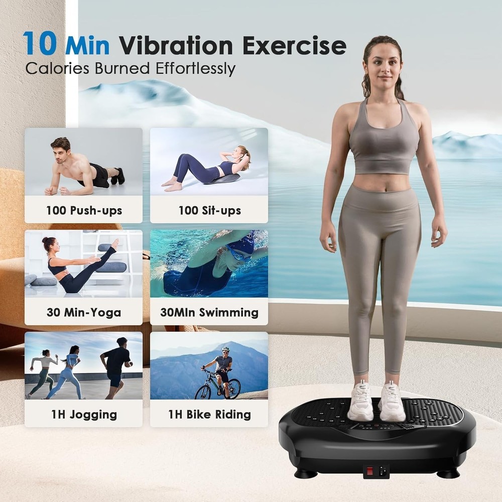 Vibration Plate Exercise Machine Whole Body Workout Platform Lymphatic Drainage