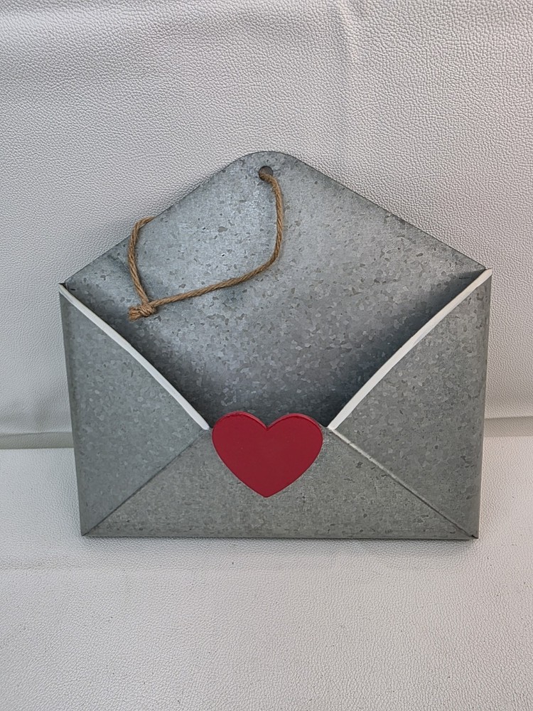 Primitive Galvanized Metal Wall Hanging Envelope Mail Holder Cottagecore
