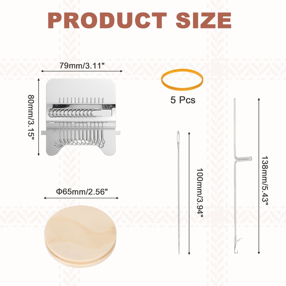 Speedweve Darning Loom, 12 Hooks Mini Weaving Knitting Machine Silver