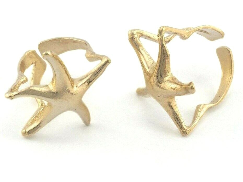 Starfish Adjustable Ring Raw brass (17.5mm 7US inner size - Adjustable ) OZ2635