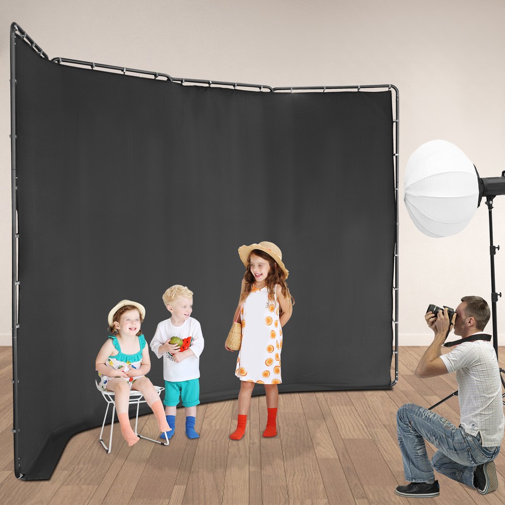Photography Backdrop Stand Background Decor With Black Cloth Foldable Structure