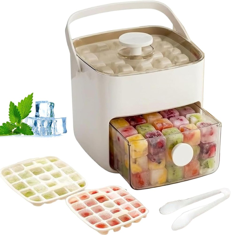 48 Cube Ice Maker With Easy Press Lid, Double Layer Portable Ice Maker with Lid