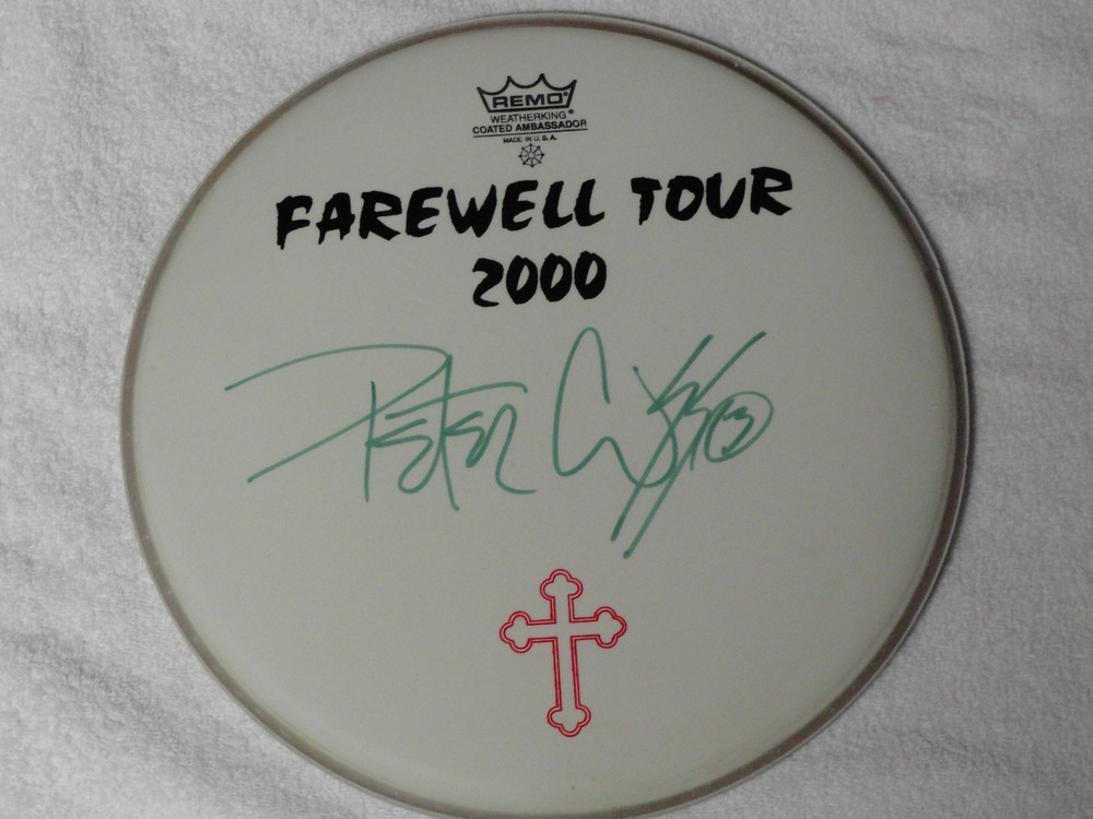 KISS Farewell Tour Staged Played Ahead Drumsticks set + Gloves and Signed Head