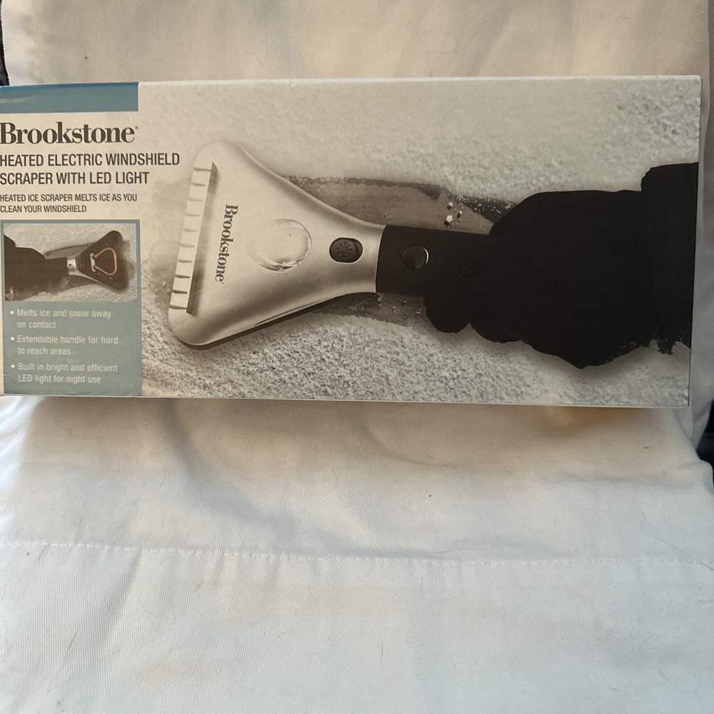 Brookstone Heated Electric Windshield Scraper with LED Light - Snow Ice Melter