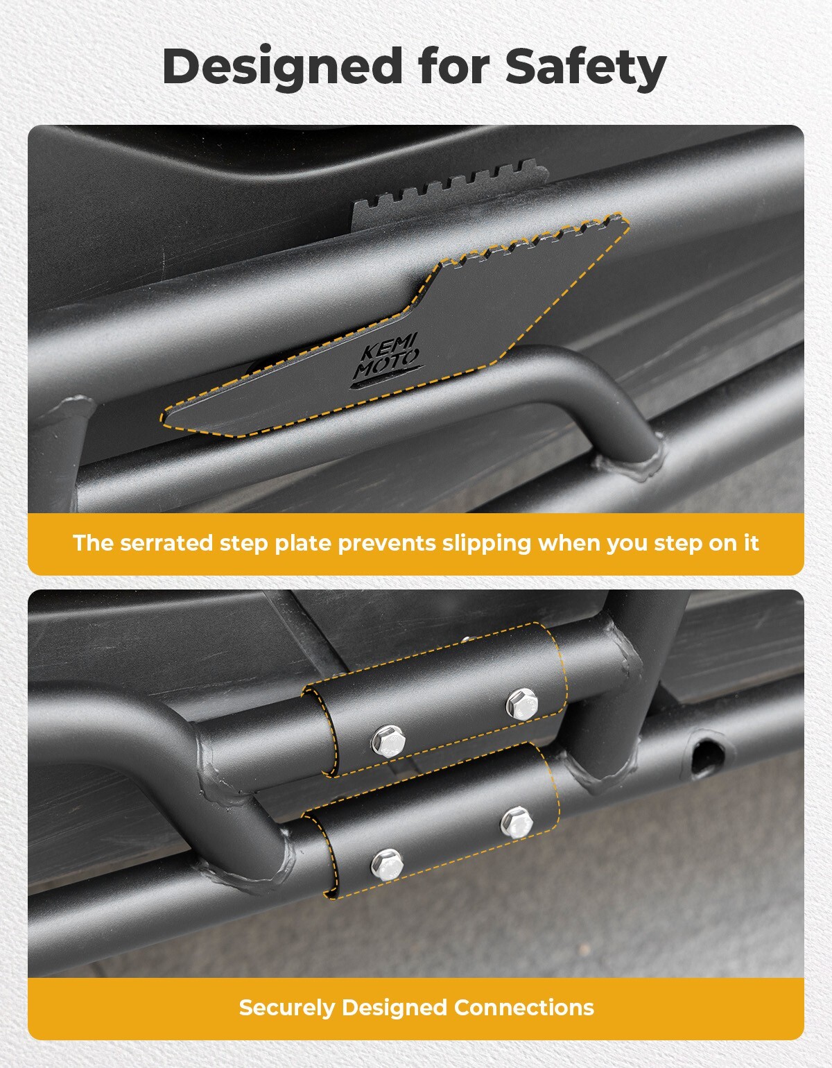 KEMIMOTO Nerf Bars Rock Sliders Black for 2024-2025 CFMOTO ZFORCE 950 SPORT 4