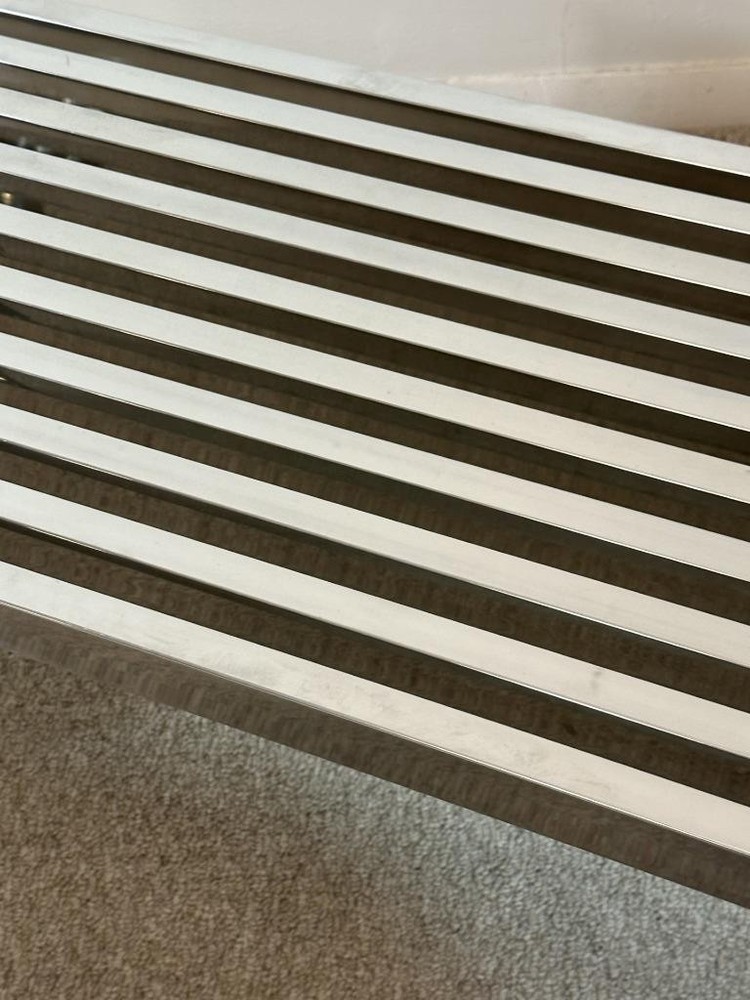 Mid-Century Modern Chrome Slatted Bench