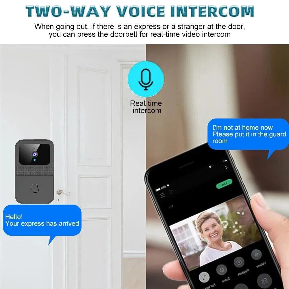 Smart Doorbell with Wireless Intercom WiFi Video Security Camera Night Vision