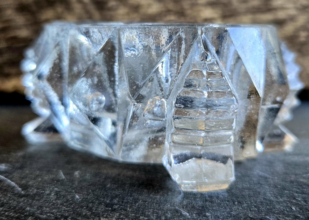 Open Master Salt Cellar Diamond Pattern Footed Base 2-7/8" L Vintage