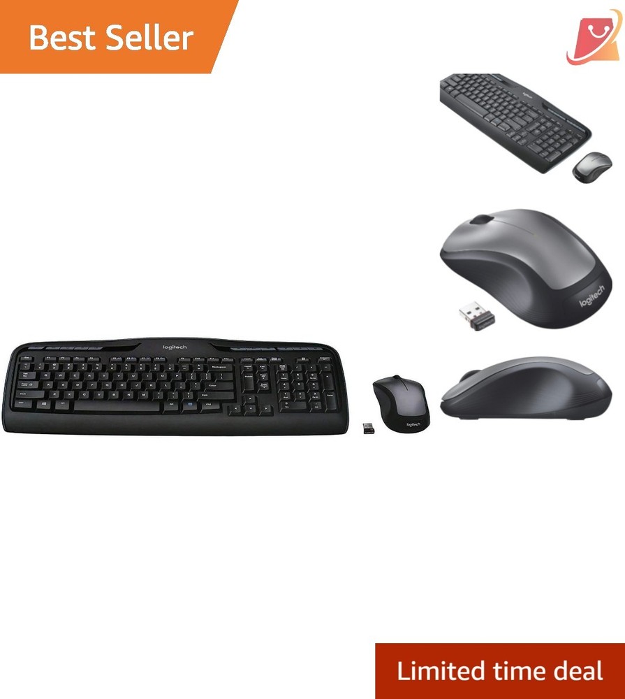 Wireless Keyboard and Mouse Combo Quiet Ambidextrous Office PC Laptop