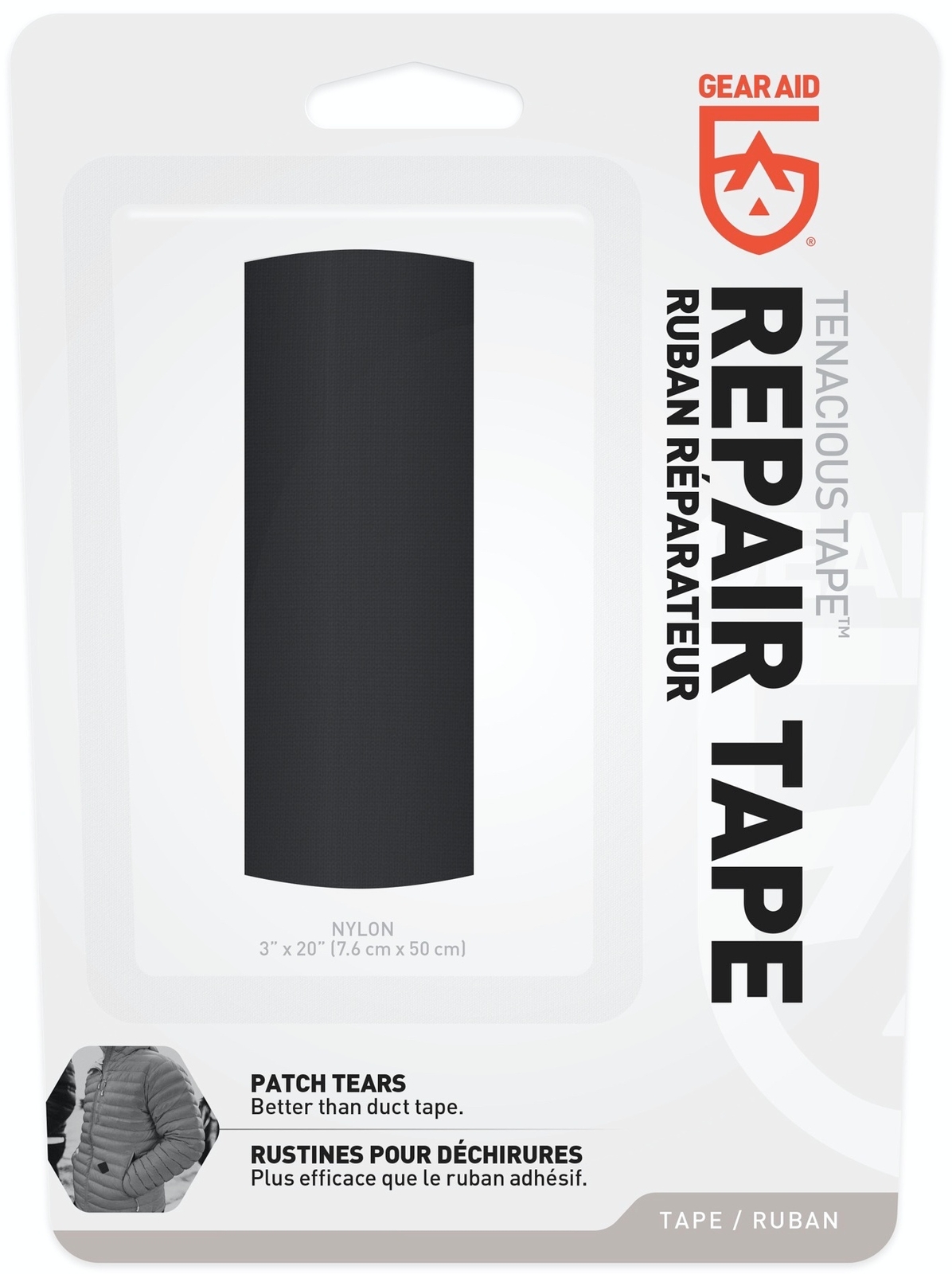 Gear Aid Tenacious Tape Black Repair Tape 3 x 20 in, New