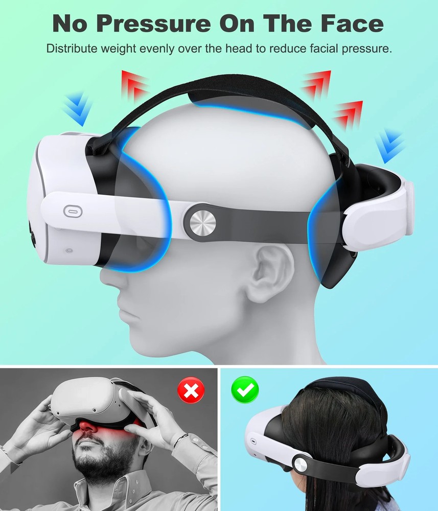 Adjustable Head Strap for Meta Quest 3s/3/2 Headstrap for VR Headset Accessories