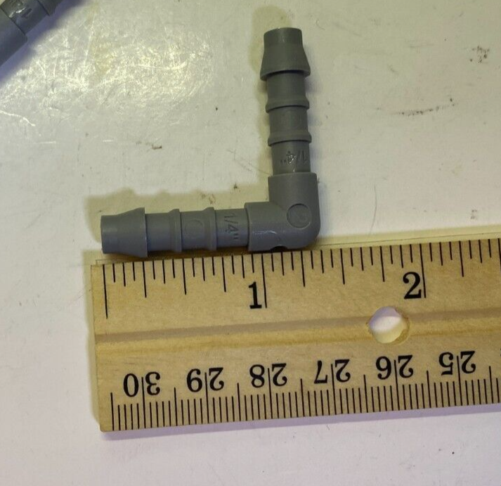 Lot of 10 1/4" Hose Barb Elbow Fittings - 90 Degree - Acetal Plastic - 1/4" Barb