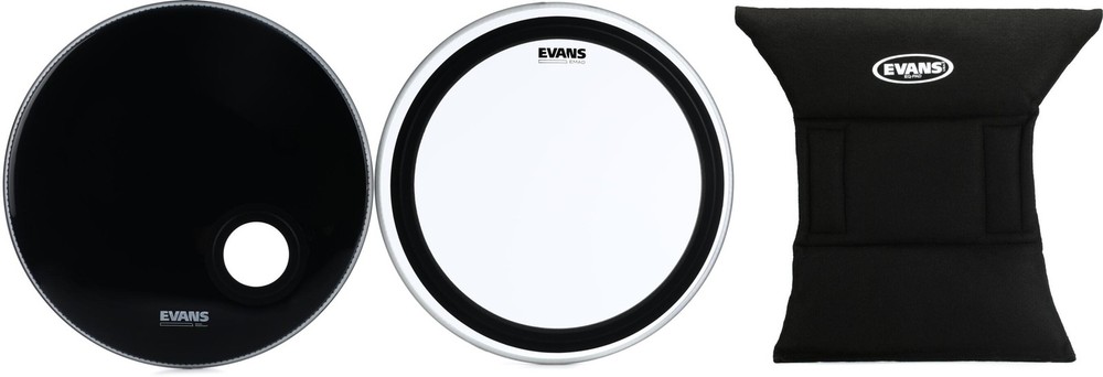 Evans EMAD Bass Drum System Bundle - 22 inches + Evans EQPAD Value Bundle