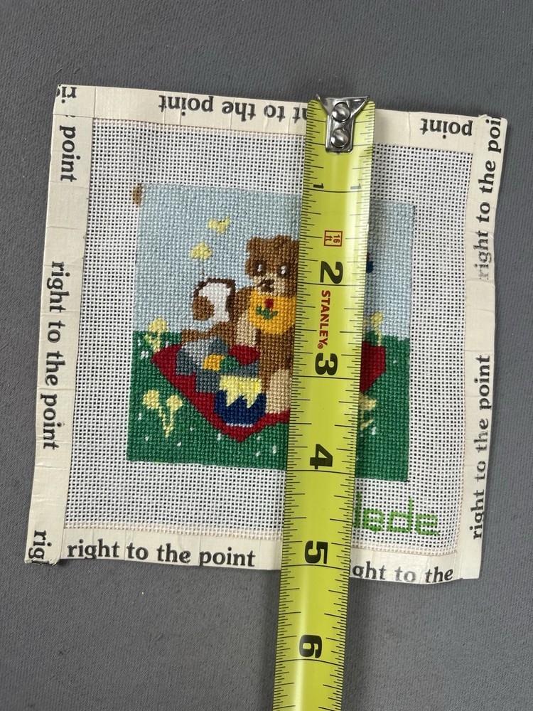 Dede Hand Painted Needlepoint Canvas *Completed* Bear Picknick
