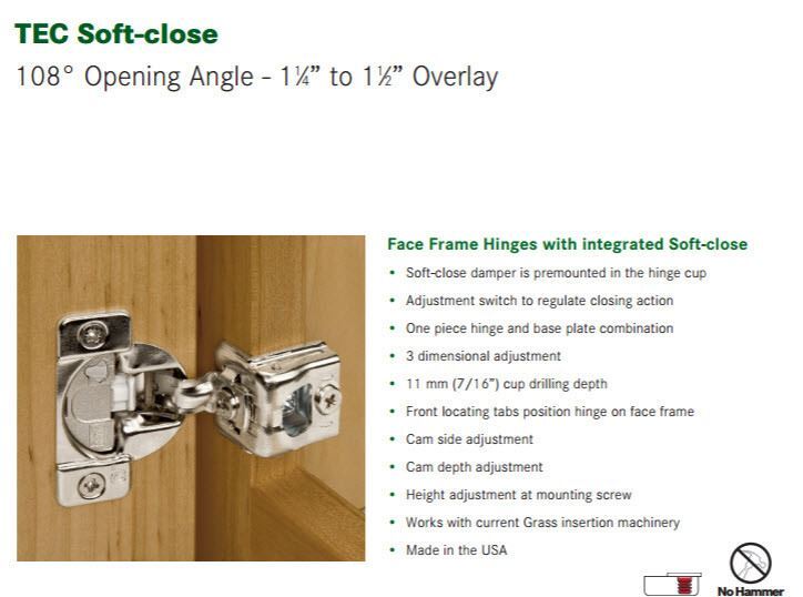 Pair Soft Close 1-1/4" Overlay Compact Hinges Grass America
