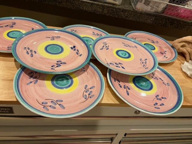 Caleca Caa3 Pink 7 Dinner Plates 5 as is w small nick 11"