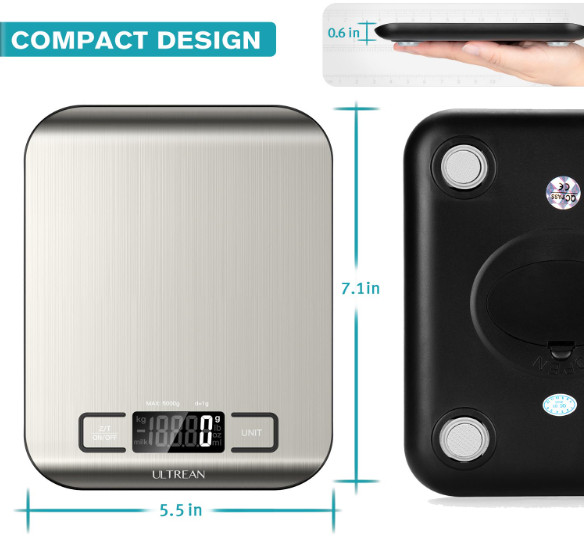 Food Scale, Digital Kitchen Scale with LCD Display,6 Units and Tare Function