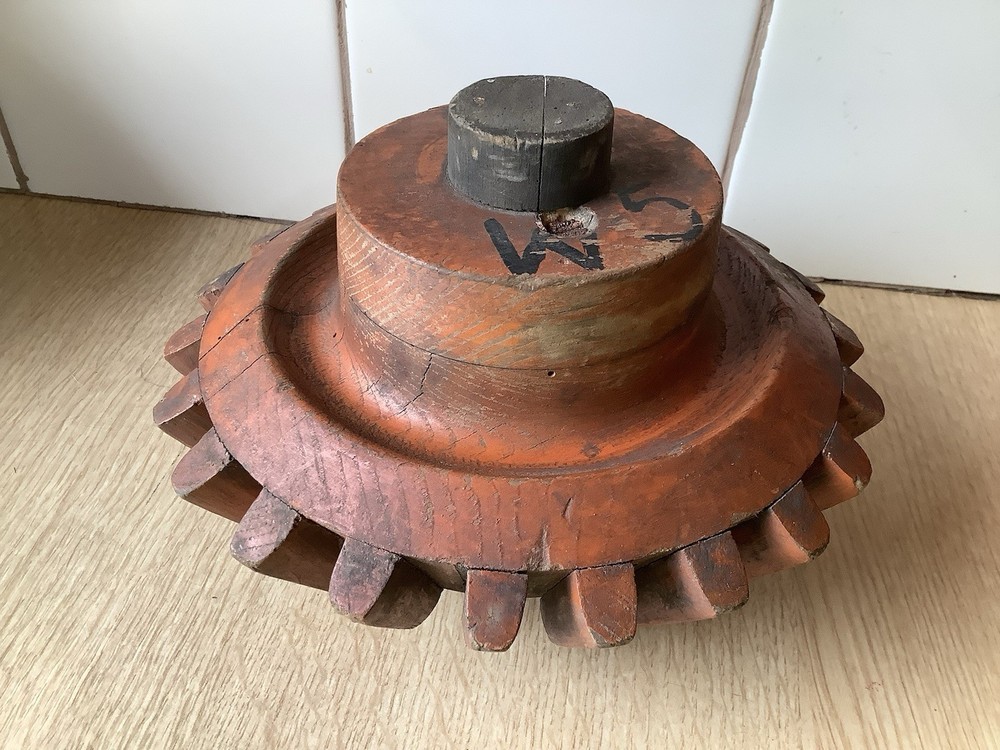 Antique wooden foundry casting cog wheel pattern