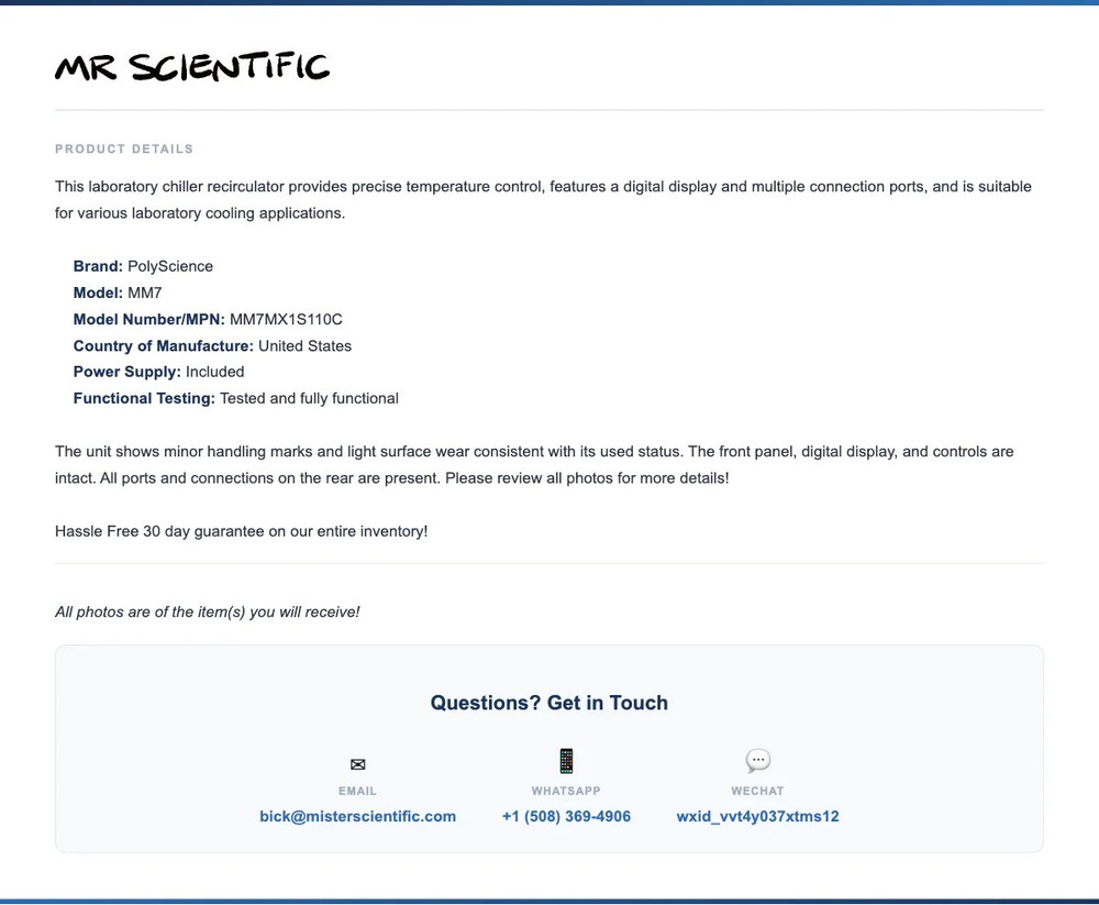 PolyScience MM7 Recirculating Chiller MM7MX1S110C