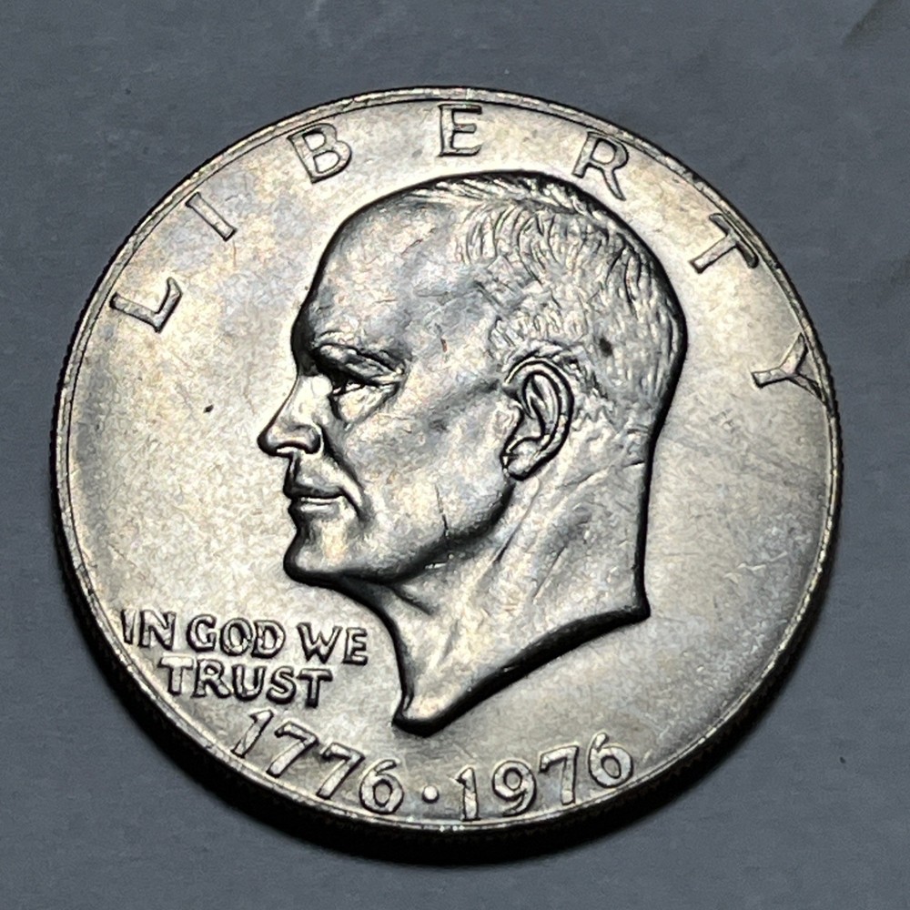 1776-1976 P Eisenhower Dollar Errors Type 1 Die Crack Errors Rainbow Toning UC