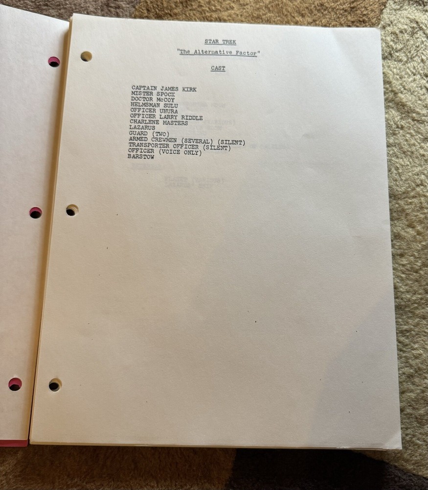 Star Trek TOS Script "The Alternative Factor" Final Script Prod #6149-20
