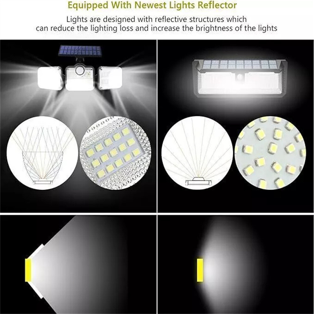 3 Head 50000LM LED Solar Lights Outdoor Waterproof Motion Sensor Security Lamp