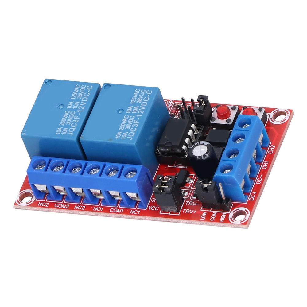 Relay Module 2 Channel Button Self-Locking Interlock High Low Level Trigger