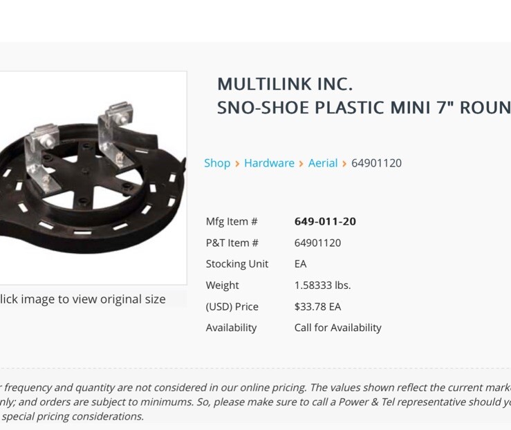 MULTILINK INC. SNO-SHOE PLASTIC MINI 7" ROUND VASSB, B4b