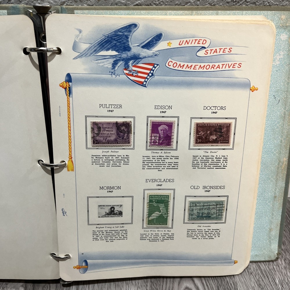 White Ace United States Commemoratives Postage Stamps Book 1947-1964 Qty 229