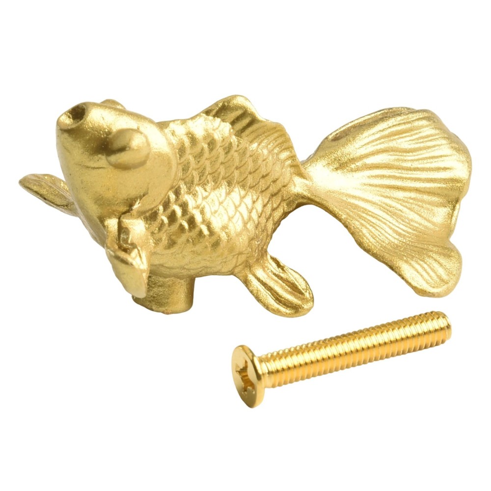 Vibrant Goldfish Cabinet Drawer Knobs Solid Brass Material Stylish Handle