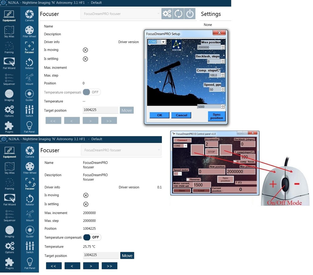 FocusDreamPROII - NEW USB ASCOM, INDI stepper motor focus controller