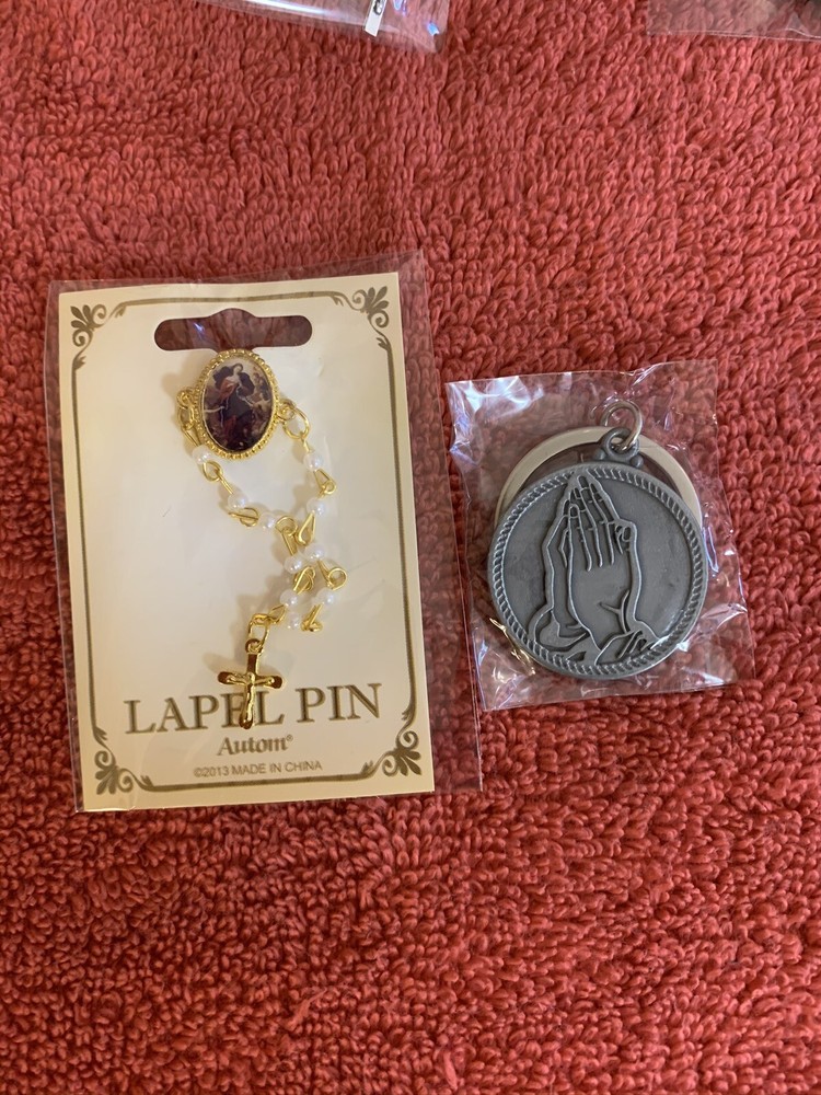 Rosary Black Case Cross Pendant Mary Knots Pin St Benedict Bracelet Religious