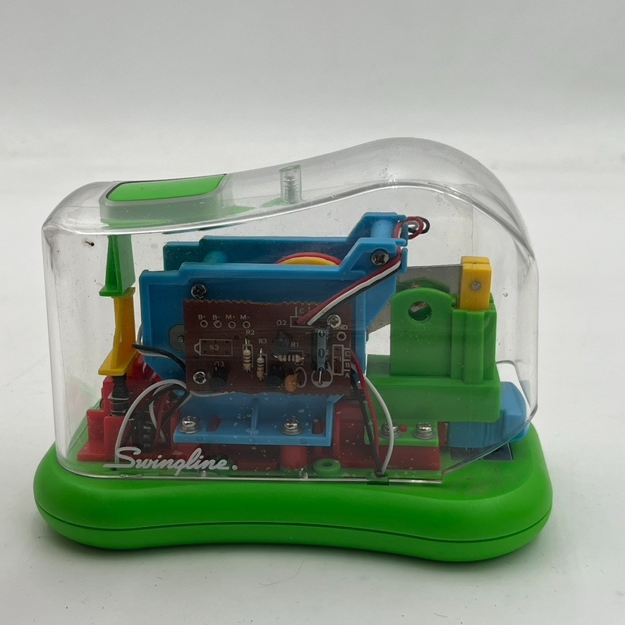 Vintage Swingline See Through Clear Stapler Electronic Stapling Machine Green