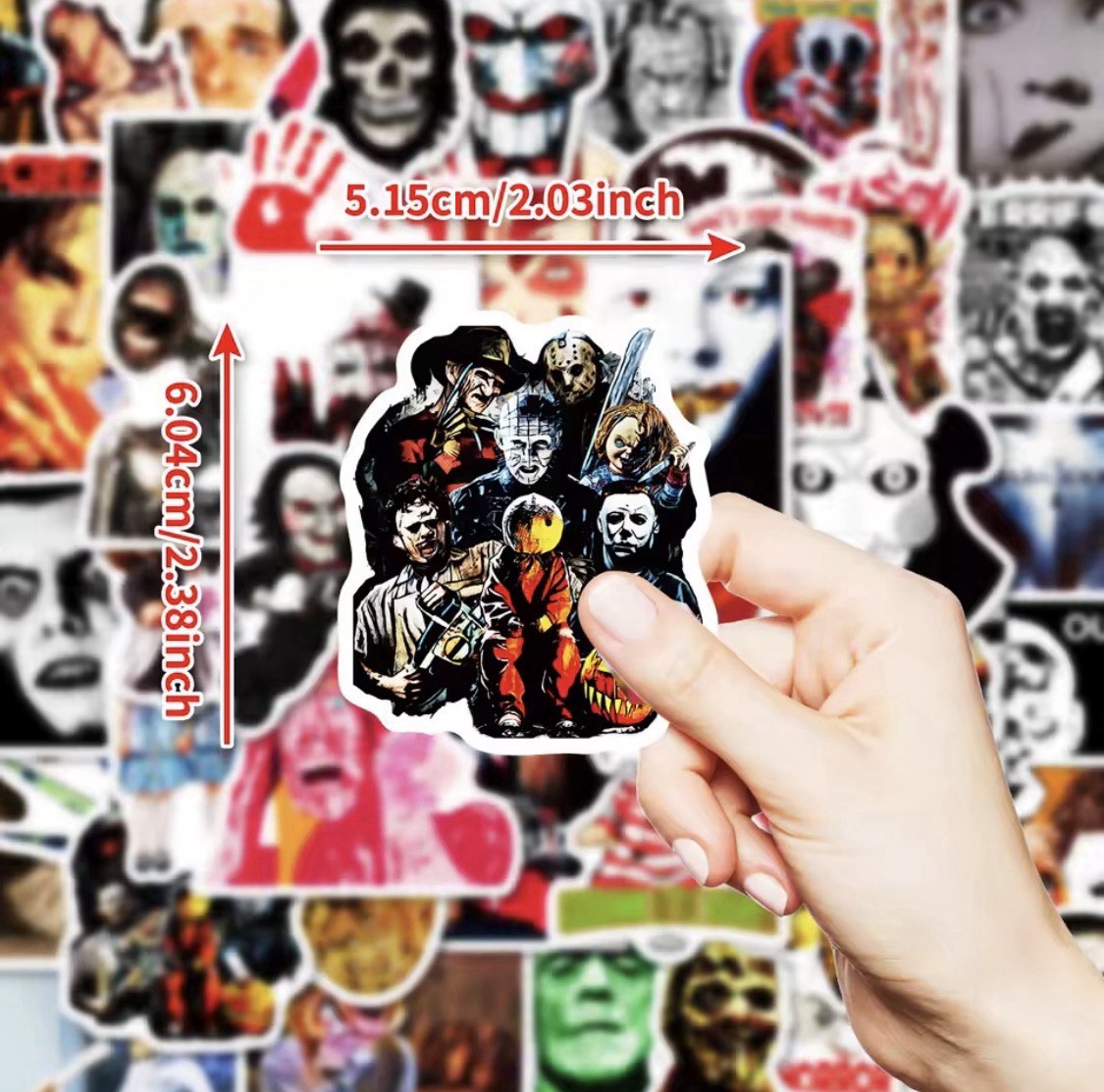 25 Piece Mix Lot 2” NEW Horror Movie Stickers Decals, Halloween Mix