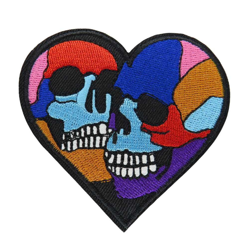 Heart with Skull Patch Iron On Patch Biker Punk Patch Iron On