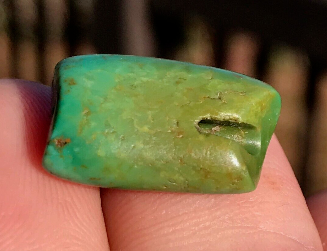 ANTIQUE RARE VERY OLD TIBETAN TURQUOISE BEAD - BEAUTIFUL WORN PATINA!