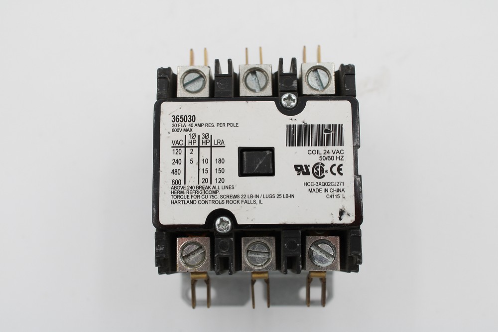 Hartland Controls 365030 3 pole contactor 30 FLA