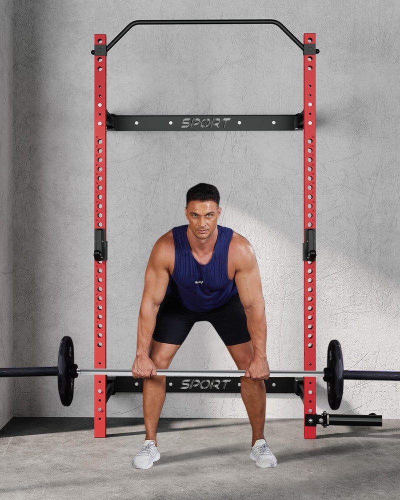 Multi-Function Folding Squat Rack 1000LBS Capacity Wall Mounted with Pull Up Bar