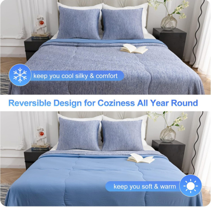 Arc-Cooling Technology KING Comforter - 90" x 108" - Reversible - Blue