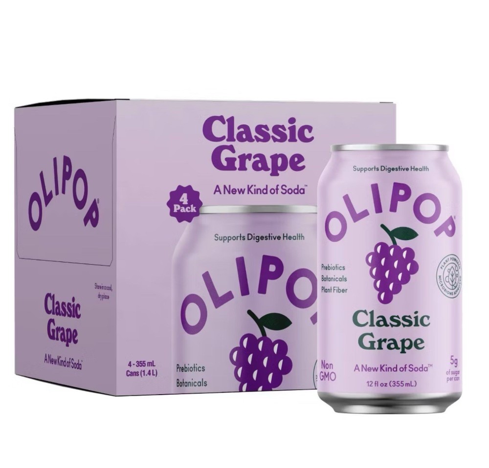 🟠 New OLIPOP Prebiotic Digestive Botanical CLASSIC GRAPE Fruit Soda (1 Case)