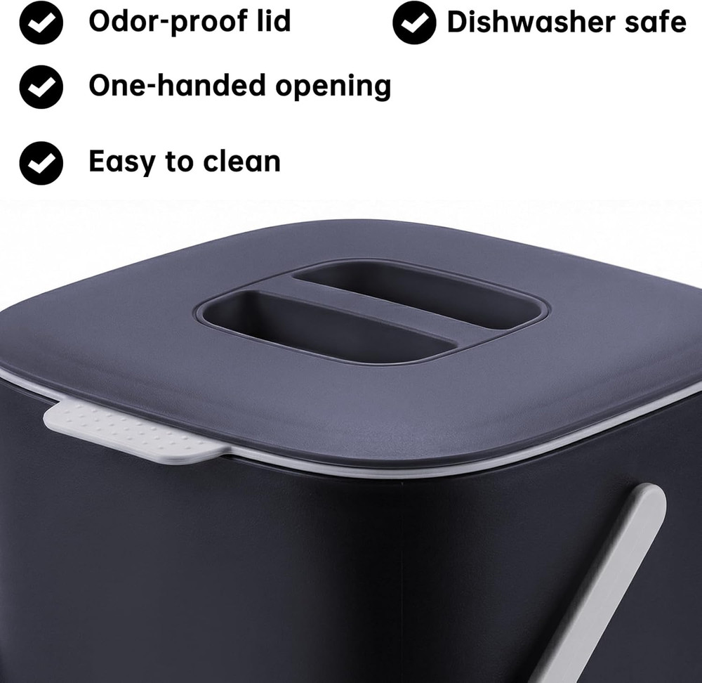 Compost Bin Kitchen, Sealed Countertop Compost Bin，No Filter Required, 0.7Gal In