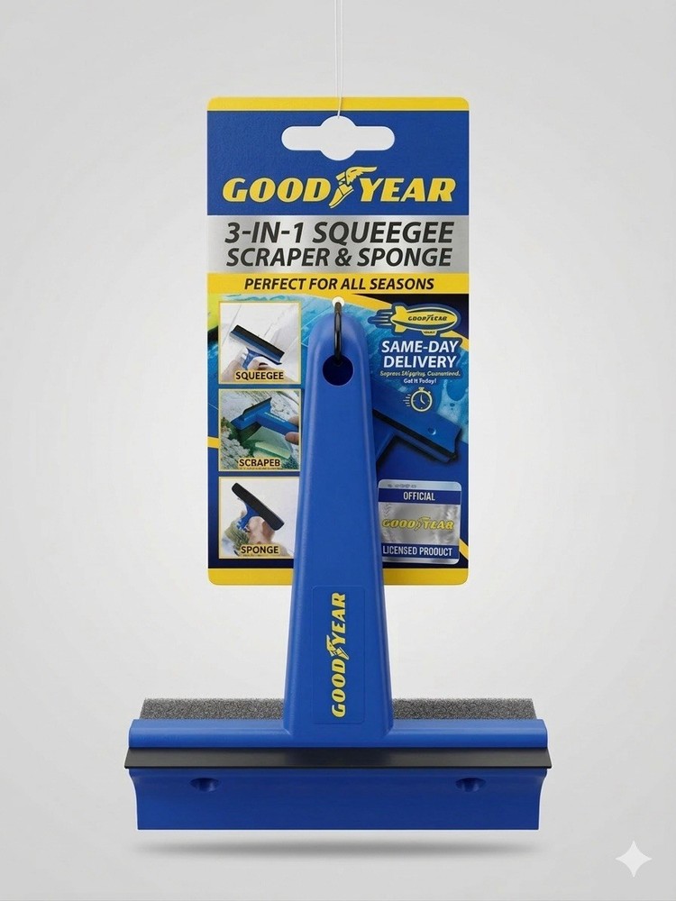 Goodyear Car Windscreen Ice Scraper Squeegee Sponge Windshield Window Cleaner